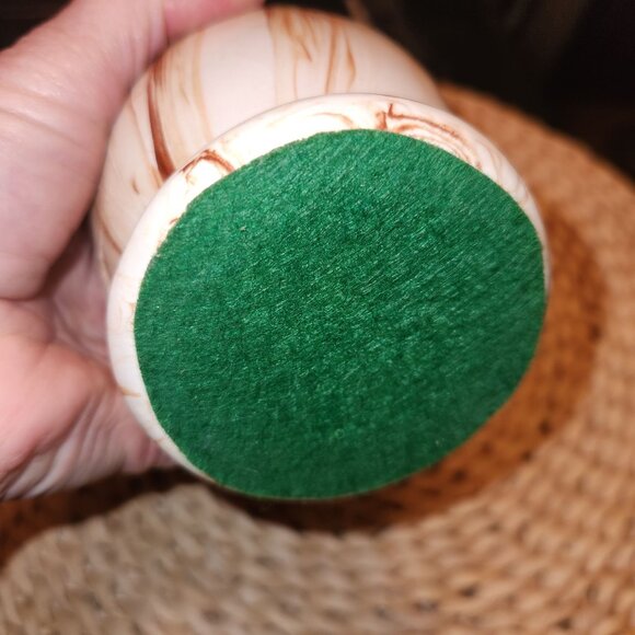 Vintage Ceramic Deer & Forest Design Vase with Brown Swirl Marble Accents - Picture 7 of 7